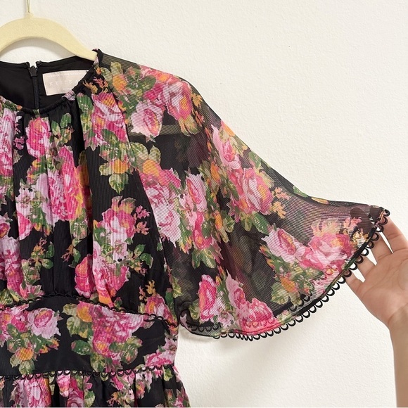 Keepsake the label black floral flowy mini dress - Picture 3 of 6